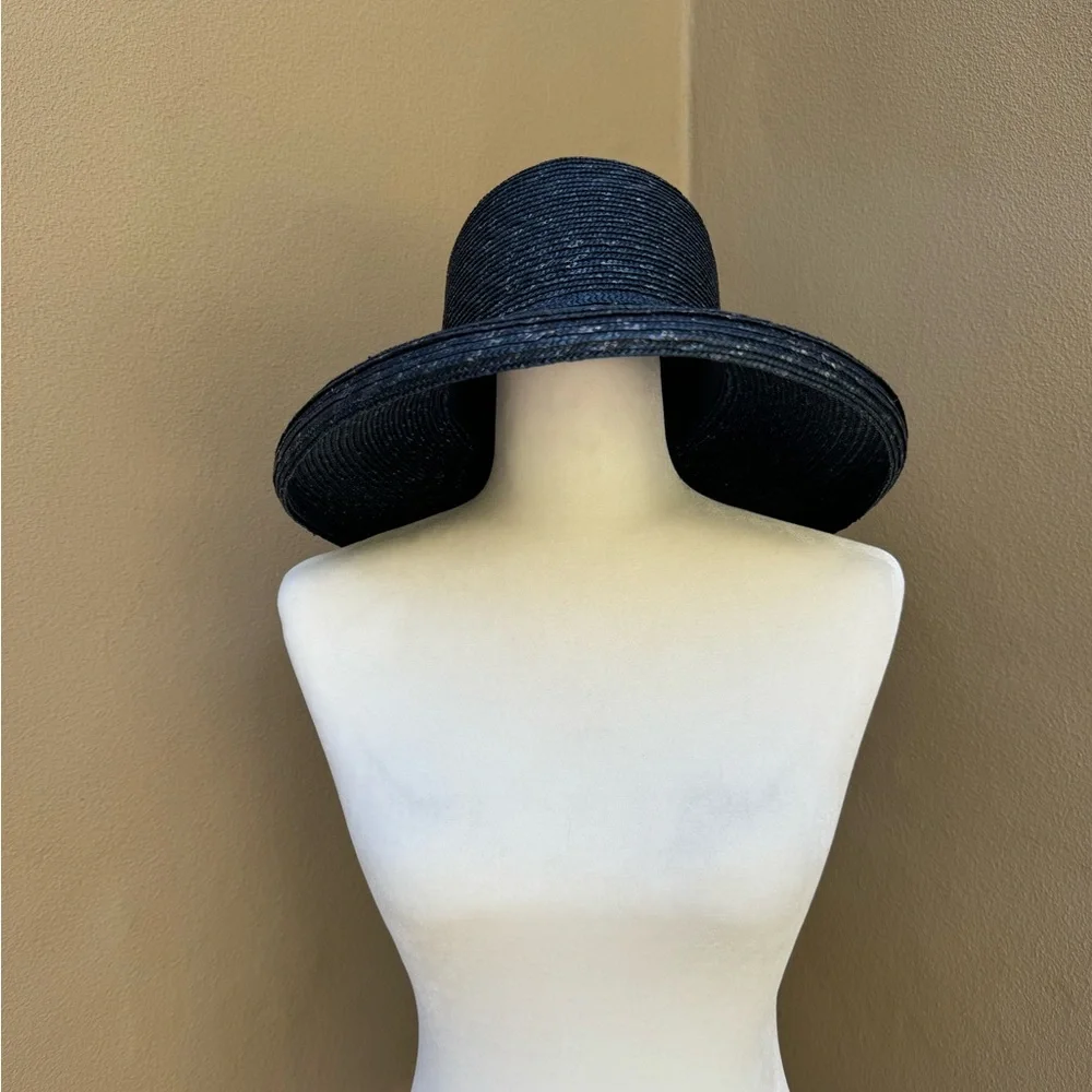 STUNNING Eric Javitz Navy Straw Hat szXS price firm !!! - Picture 2 of 8